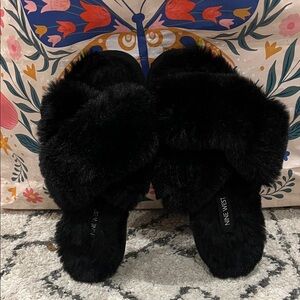 Nine West Plush Black Women's Slippers